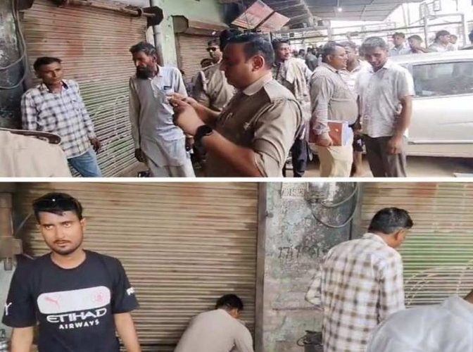न्यायालयी विवाद के चलते चौसाना में 13 दुकानों की कुर्की